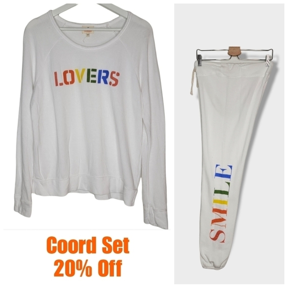 SUNDRY Lovers Graphic Sweatshirt Multicolor White Terry Sporty Women's Cozy Top - Picture 16 of 16